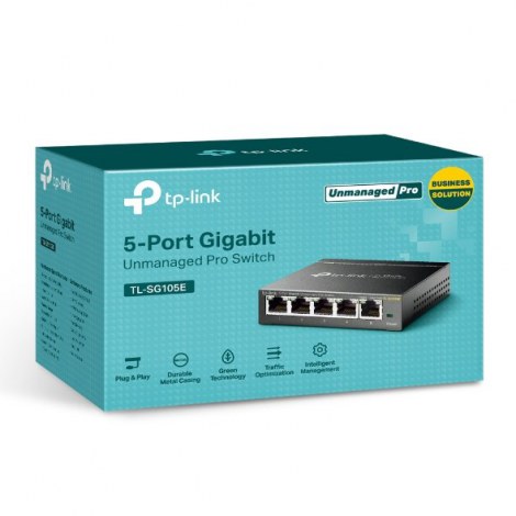 TP-LINK | Switch | TL-SG105E | Web managed | Wall mountable | 1 Gbps (RJ-45) ports quantity 5 | Power supply type External | 36 - 2